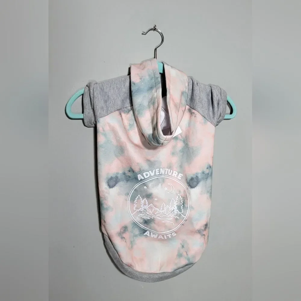 NWT FRISCO Dog Sweatshirt Hoodie Pink Tie Dye Size X-Large Adventure Graphic